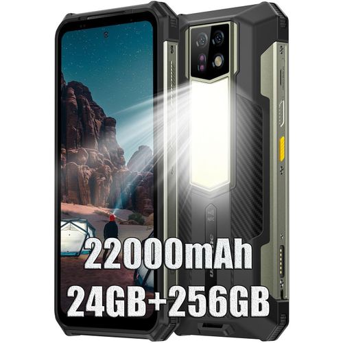 Ulefone Armor 24 24 Go + 256 Go Android 14 Téléphone Débloqué 22000mAh 66W, Lampe LED 1000 lumens 6.78"FDH+ IP68 - Noir
