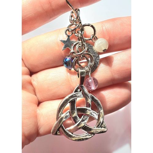 Talisman Porte Clés Triquetra Perles Pierres
