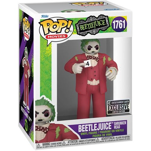 Figurine Funko Pop - Beetlejuice N°1761 - Beetlejuice Tête Réduite (84862)