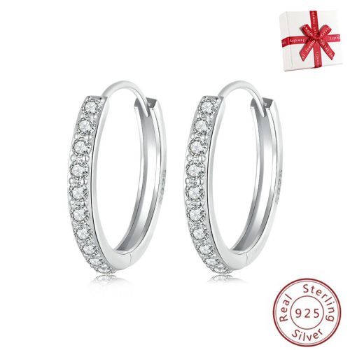 Boucles D'oreilles Circons Géométriques Femme 925 Argent - Large