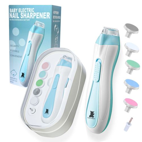 Hello Hippo - Lime À Ongles Électrique Bébé | Sécurité Et Hygiène Dès La Naissance | 4 Vitesses & 6 Têtes De Limage | Accessoire De Puériculture Pratique