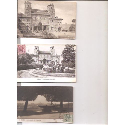 3 Cartes Postales Semi Modernes Circulées Académie Française Italie Rome