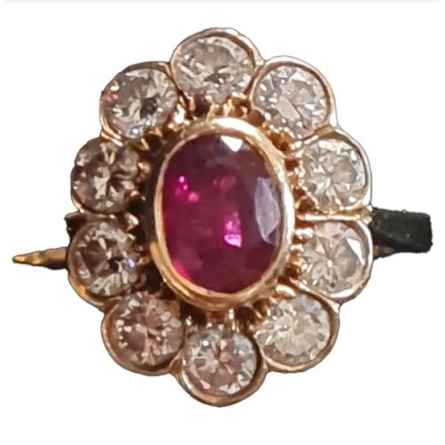 Bague Or Jaune 18k Rubis Et Diamants