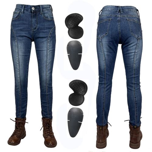 Jeans De Moto Bleus Pour Femmes,Pantalons De Moto,Équipement De Protection,Hurbike,Fjocross