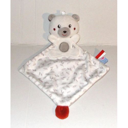 Doudou Ours Blanc Rond Gris Sucre D Orge