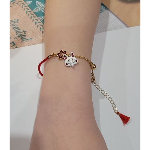 Bracelet Cordelette Rouge Chaine Doree Manga Kawaii Renard !