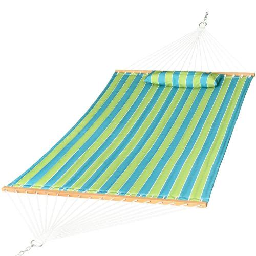 Hamac Double Cuir Épais Avec Barres Courbées - Vert<Ul><Li>Conception Double Pour Un Confort Optimal</Li><Li>Tissu En Coton Doux Et Durable</Li><Li>Barres Courbées Pour Une Meilleure Stabilité</Li><Li>Idéal Pour Le Jardin, La Terrasse, Ou Le Camping