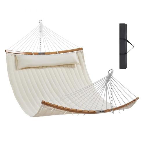 Hamac Double En Tissu Épais Avec Barres Courbées, Couleur Blanc Cassé<P>Profitez De Moments De Détente Inégalés Avec Notre Hamac Double En Tissu Épais. Ce Hamac Allie Confort Et Élégance, Idéal Pour Votre Jardin Ou Vos Escapades En Plein Air.</P><Ul>