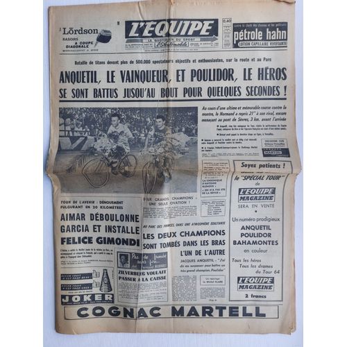 Journal L'équipe Du 15 Juillet 1964