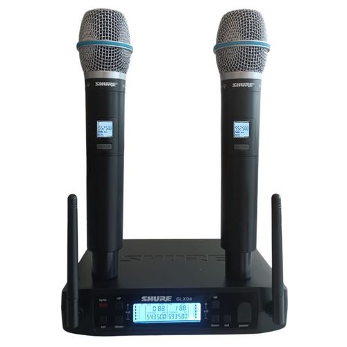 Nouveau microphone professionnel sans fil Shure Gld B87 500-599Mhz à 2 canaux avec 2 microphones à main.