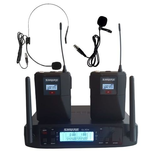 Nouveau microphone professionnel sans fil Shure Gold B87 500-599Mhz à 2 canaux avec 1 casque et 1 microphone à pince à cravate.