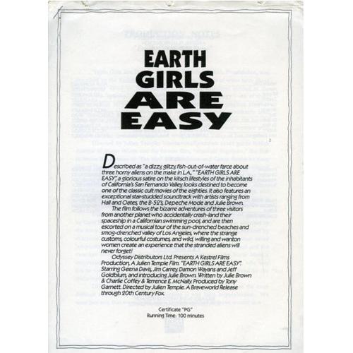 Earth Girls Are Easy (Objectif Terrienne) Dossier Presse, Julien Temple, Geena Davis, Jeff Goldblum