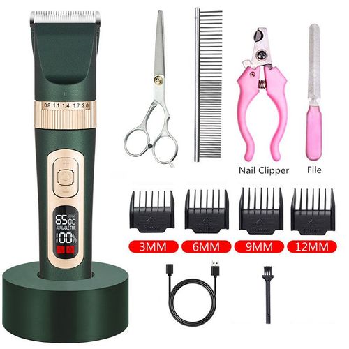 Tondeuse Professionnelle Aste Pour Animaux De Compagnie,Toilettage Et Soins,Affichage De La Puissance,Chiens Et - Set 02 Green