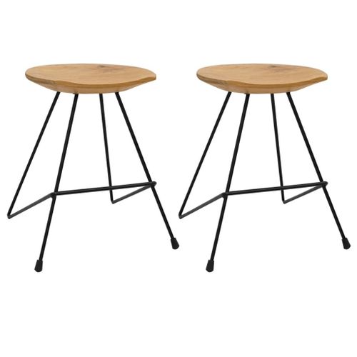 Vidaxl Tabourets Lot De 2 Bois De Teck Massif