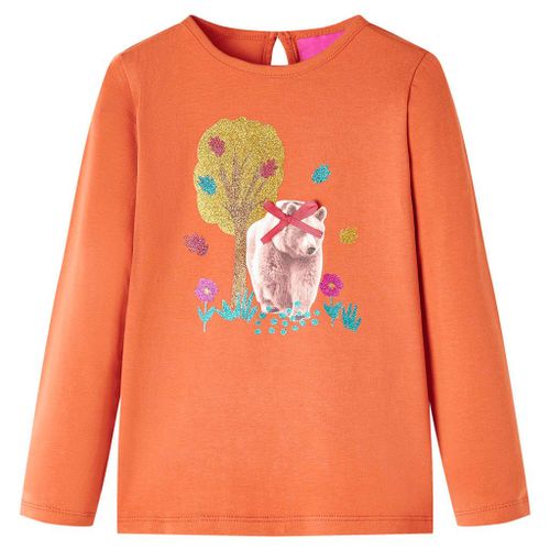 T-Shirt Enfants Manches Longues Imprimé Ours Orange Brûlé 104