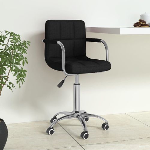 Vidaxl Chaise Pivotante De Bureau Noir Tissu
