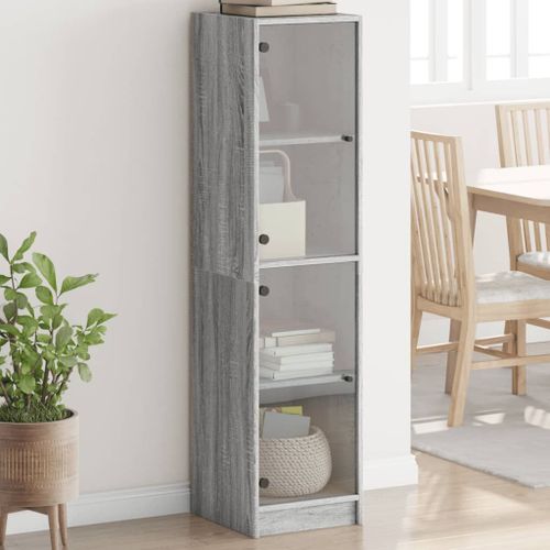 Vidaxl Buffet Avec Portes En Verre Sonoma Gris 35x37x142 Cm
