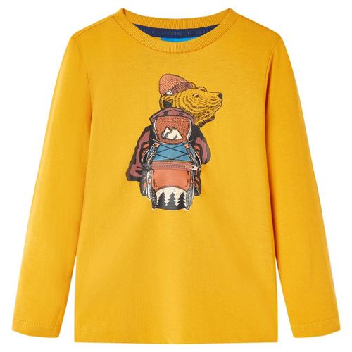 T-Shirt Enfants À Manches Longues Imprimé Ours Ocre 140