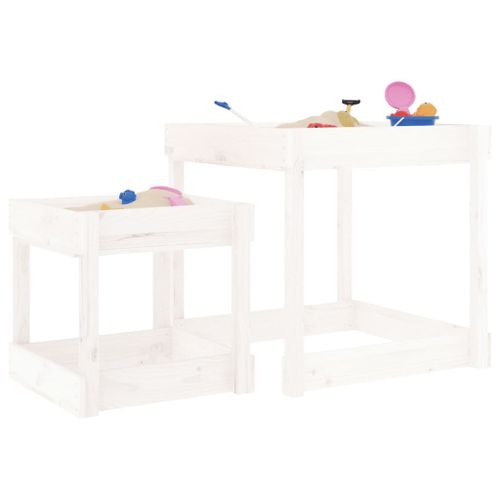Vidaxl Tables À Sable 2 Pcs Blanc Bois De Pin Massif
