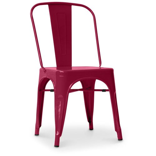 Chaise De Salle À Manger Bistrot Metalix Design Industriel Carré En Métal - Nouvelle Edition Fuchsia