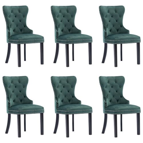 Vidaxl Chaises À Manger Lot De 6 Vert Foncé Velours