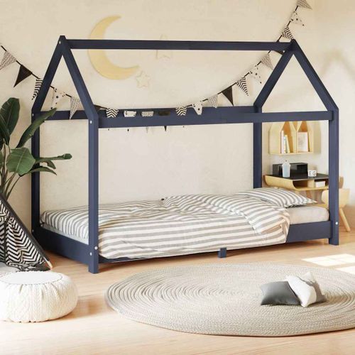 Vidaxl Cadre De Lit D'enfant Gris Bois De Pin Massif 80x160 Cm