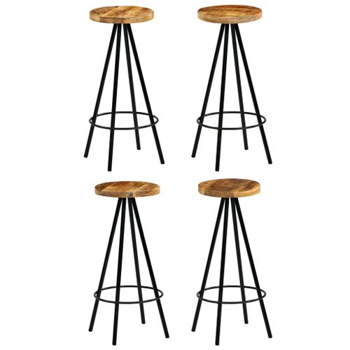 Vidaxl Chaises De Bar Lot De 4 Bois De Manguier Solide