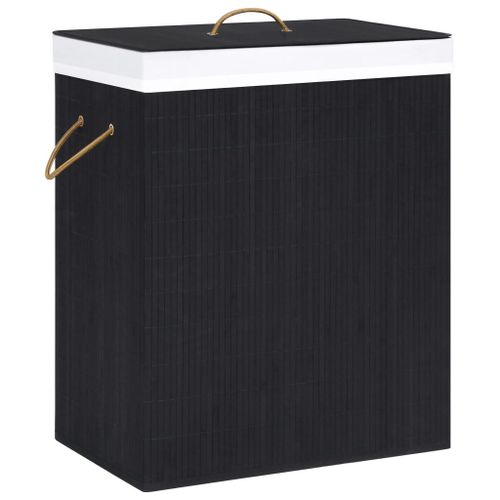 PANIER À LINGE AVEC 2 SECTIONS BAMBOU NOIR 100 L