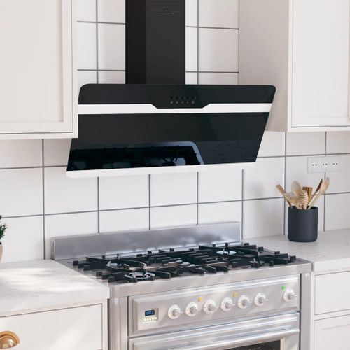 HOTTE MURALE 90 CM ACIER ET VERRE TREMPÉ NOIR