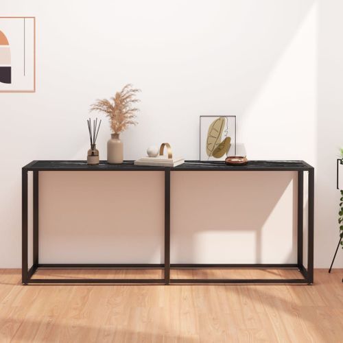 Vidaxl Table Console Marbre Noir 180x35x75,5 Cm Verre Tremp¿¿