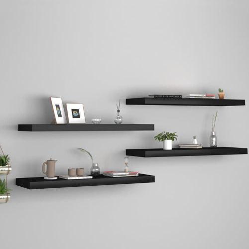 Vidaxl Étagères Murales Flottantes 4 Pcs Noir 80x23,5x3,8 Cm Mdf