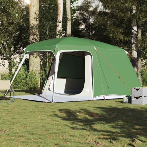 Tente De Camping Avec Dôme Porche 5 Personnes Vert Imperméable