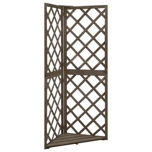 Vidaxl Treillis D'angle Gris 50x50x145 Cm Bois De Sapin Massif