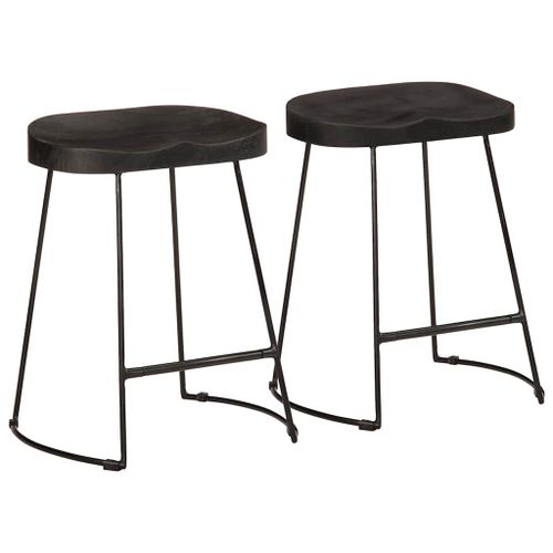 Vidaxl Tabourets De Bar Lot De 2 Noir 46x38x52 Cm Bois Manguier Massif