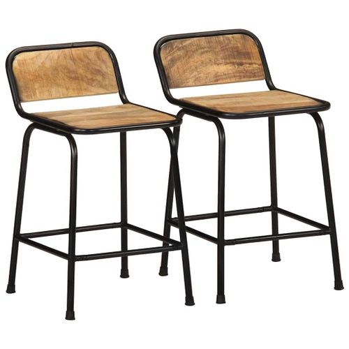 Vidaxl Tabourets De Bar Lot De 2 Pcs Bois Massif Manguier Brut