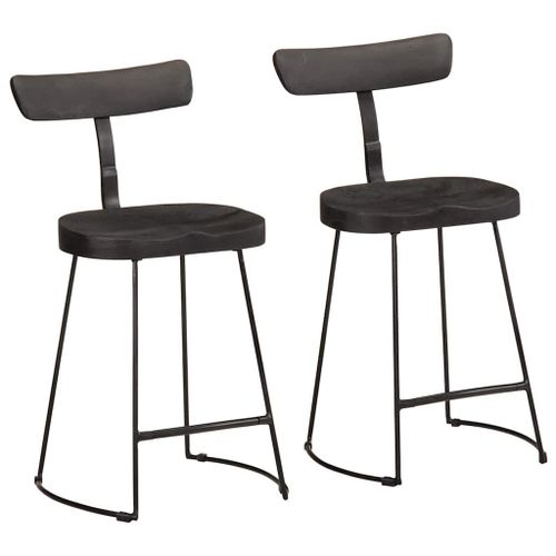 Vidaxl Tabourets De Bar Lot De 2 Noir 49x43x79 Cm Bois Manguier Massif