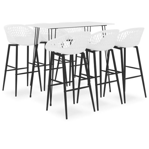 Vidaxl Ensemble De Bar 7 Pcs Blanc