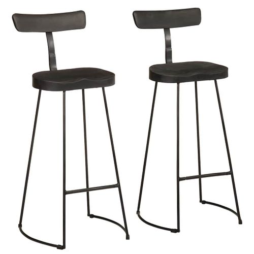 Vidaxl Tabourets De Bar Lot De 2 Noir 49x43x103cm Bois Manguier Massif