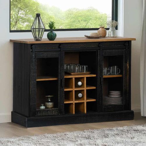 Vidaxl Buffet Halden 2 Portes Coulissantes Noir 112x40x80 Cm