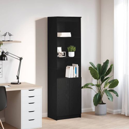Vidaxl Buffet Haut Chêne Noir 50x35x180 Cm Bois D'ingénierie