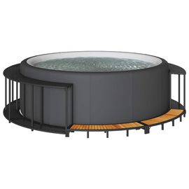 vidaXL Cadre de bain à remous rangement et marche noir