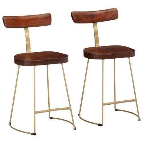 Vidaxl Tabourets De Bar Lot De 2 49x43x79 Cm Bois De Manguier Massif