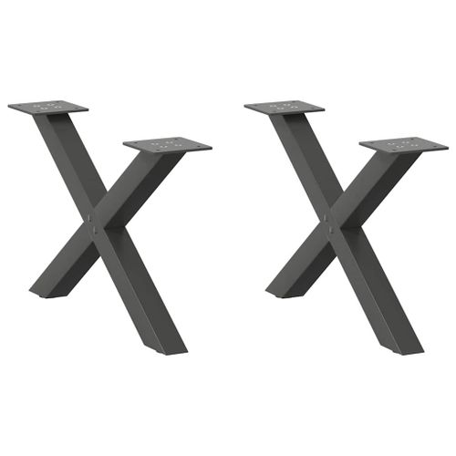Vidaxl Pieds De Table Basse Forme De X 2 Pcs Anthracite 60x(30-31) Cm