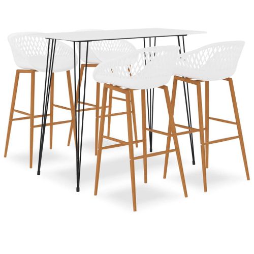 Vidaxl Ensemble De Bar 5 Pcs Blanc