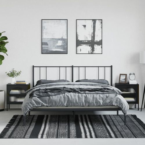 Vidaxl Tables De Chevet 2 Pcs Noir 50x35x60 Cm Verre Et Acier
