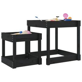 Vidaxl Tables À Sable 2 Pcs Noir Bois De Pin Massif