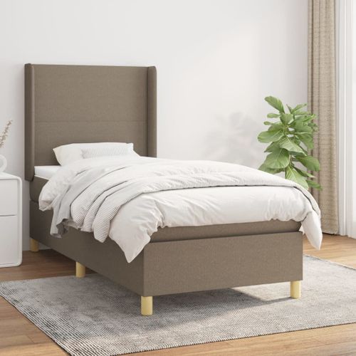 Vidaxl Lit À Sommier Tapissier Avec Matelas Taupe 100x200 Cm Tissu