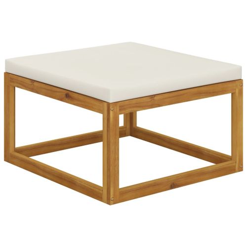 Vidaxl Repose-Pied Avec Coussin Blanc Crème Bois Massif D'acacia