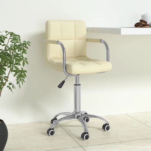 Vidaxl Chaise Pivotante De Bureau Crème Tissu