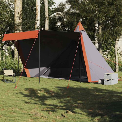 Tente Familiale Tipi 6 Personnes Gris Et Orange Imperméable